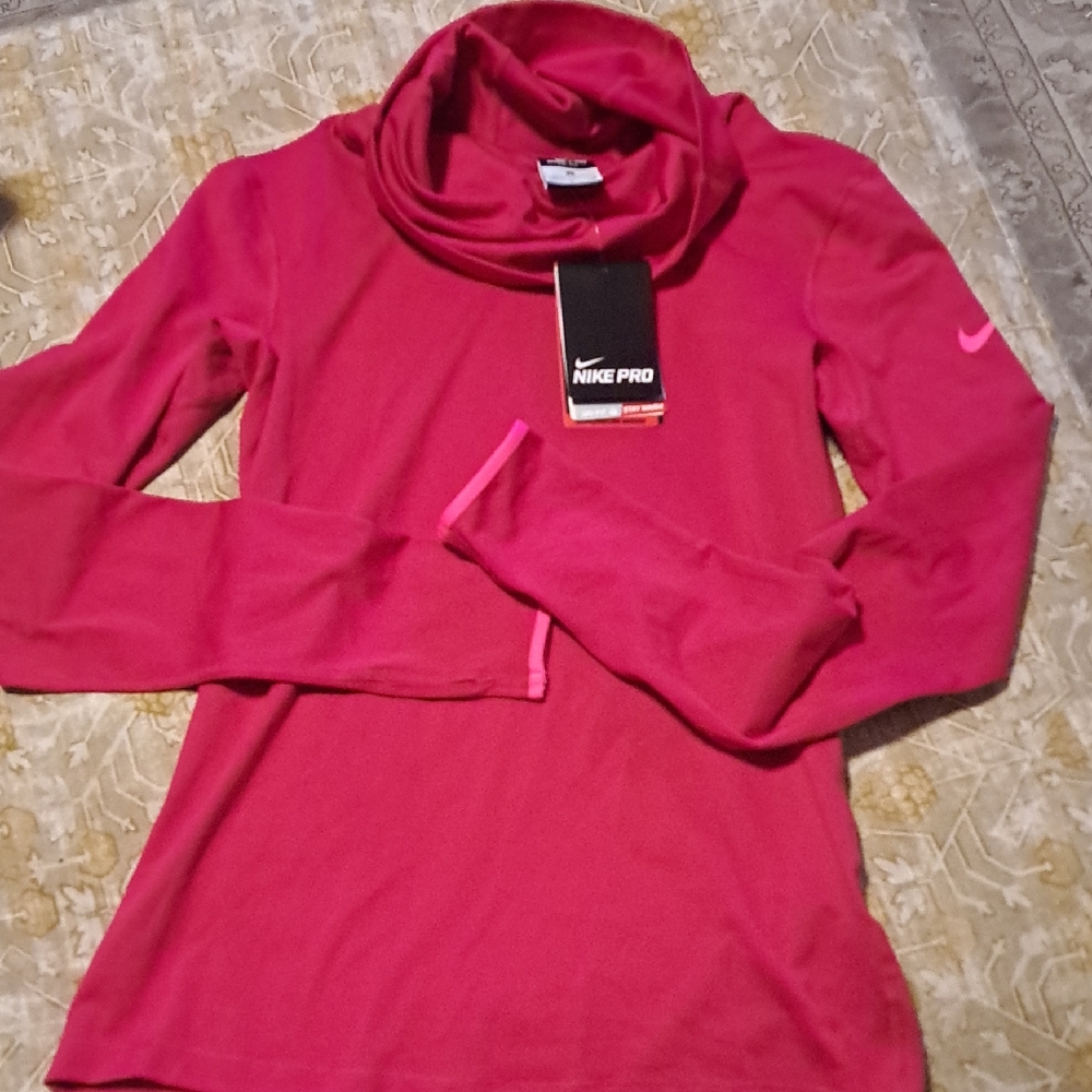 Nike Pro Turtle Neck Women's Pink DRI-FIT NEW SIZE SMALL.